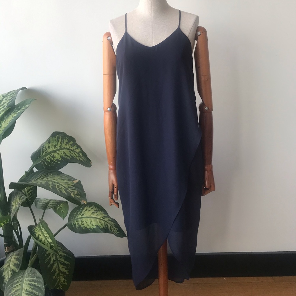 H&M navy blue midi dress.  Women’s 6